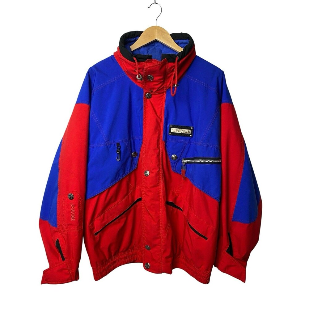 Vintage Schöffel Gore-Tex Ski Jacket Mens 40 Red Blue Hooded Colorblock Retro